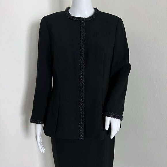 Carlisle Collection Women's Danica Jacket Size 6 Black Tweed Trim Career Chic - Picture 1 of 13